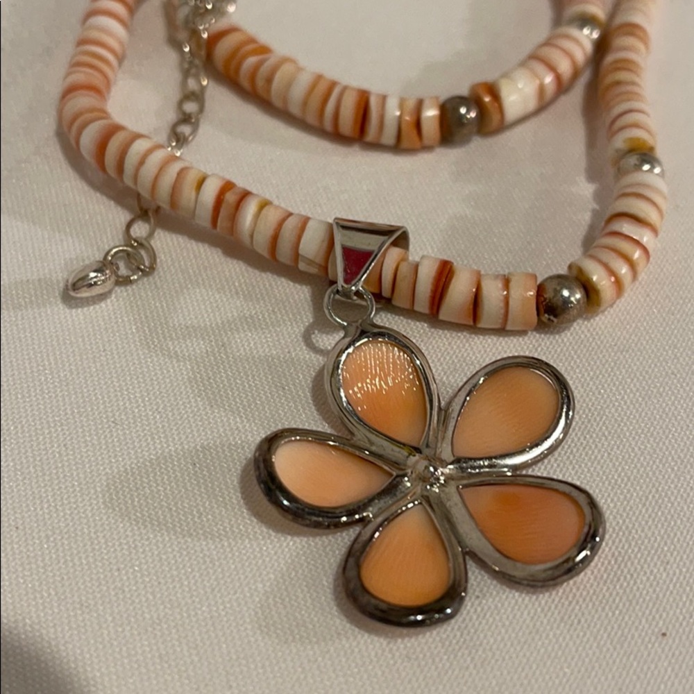 Jay King Vintage Coral Rondels  Pendant Nec…